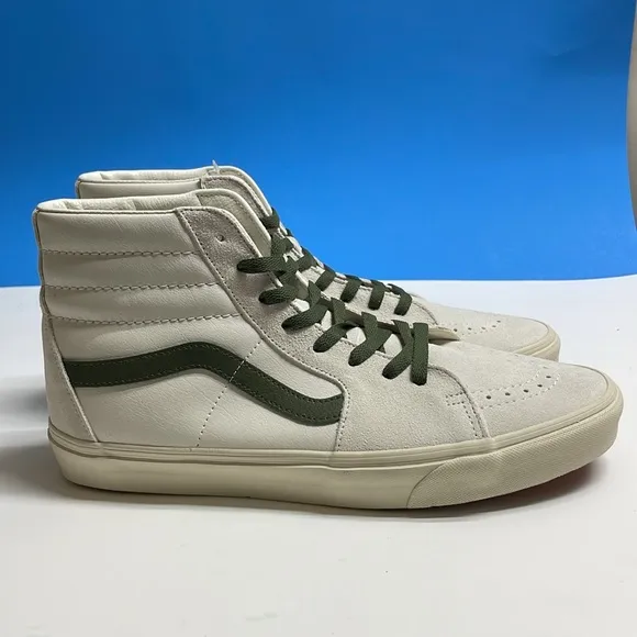 Vans Men's White and Green High-Top Sneakers size 12