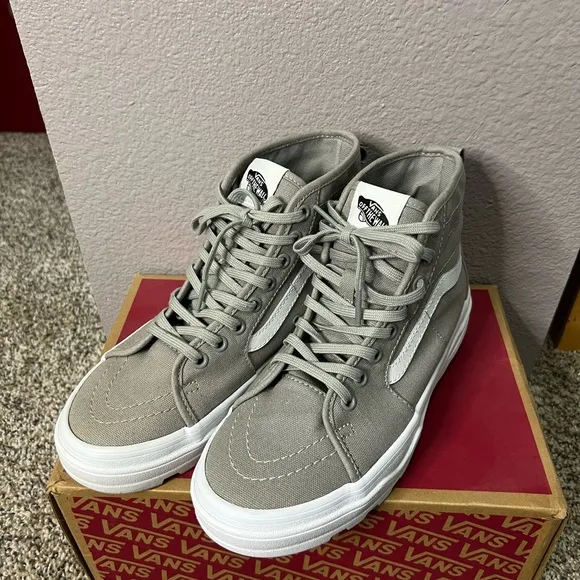 Vans Off The Wall Gray White High Top Sneakers Sentry Sk8-Hi