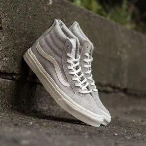 Vans Off The Wall Sneakers Kids 11 Light Gray Suede Hi Top Sk8 Back Zip