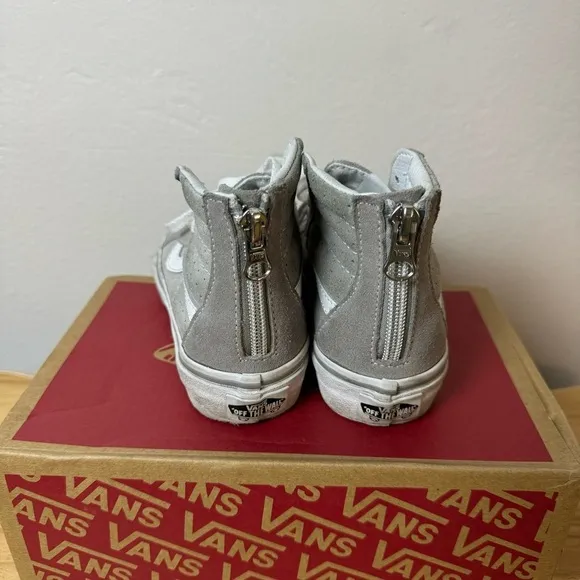 Vans Off The Wall Sneakers Kids 11 Light Gray Suede Hi Top Sk8 Back Zip