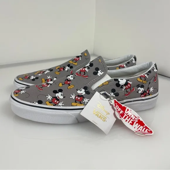 Vans Off The Wall X Disney Mickey Mouse Frost Grey Classic Slip-On Shoes Size 11