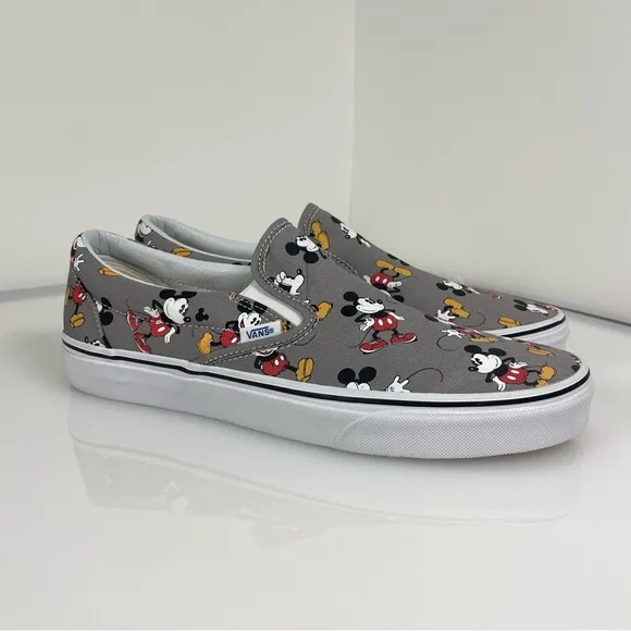 Vans Off The Wall X Disney Mickey Mouse Frost Grey Classic Slip-On Shoes Size 11