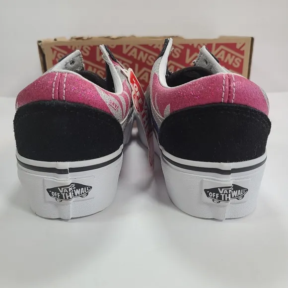 Vans Old Skool Platform After Dark Summer Leaf True White Sneakers Women's 5