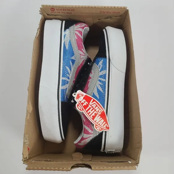 Vans Old Skool Platform After Dark Summer Leaf True White Sneakers Women's 5