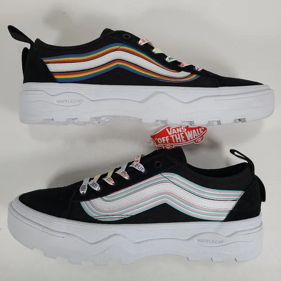 Vans Old Skool Sentry Pride Black White Platform Sneakers Men Size 12