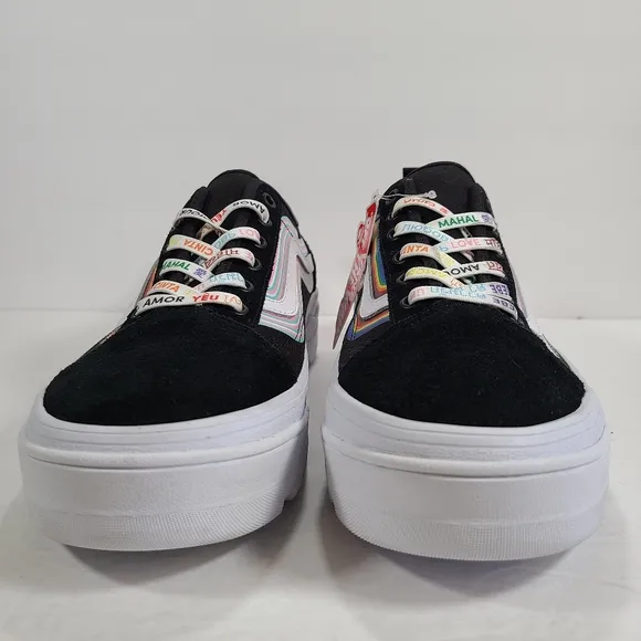 Vans Old Skool Sentry Pride Black White Platform Sneakers Men Size 12