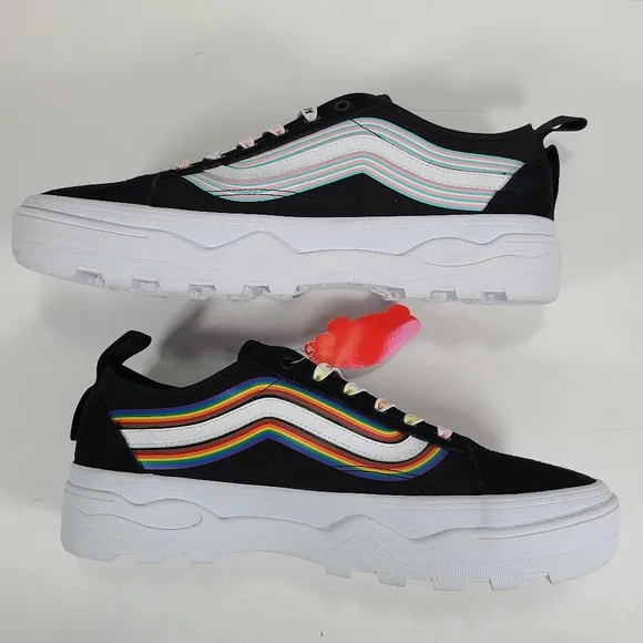Vans Old Skool Sentry Pride Black White Platform Sneakers Men Size 12