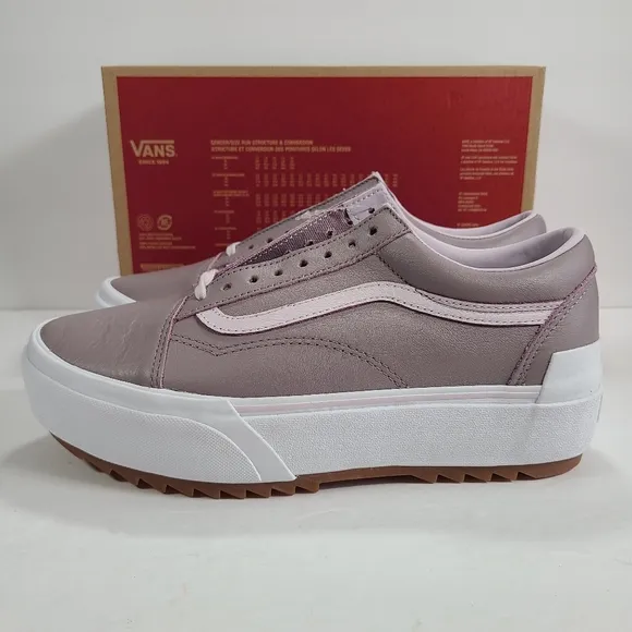 Vans Old Skool Stacked Platform Tumbled Leather Sneakers Women's Size 10.5