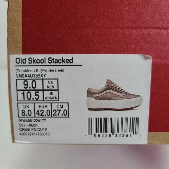 Vans Old Skool Stacked Platform Tumbled Leather Sneakers Women's Size 10.5