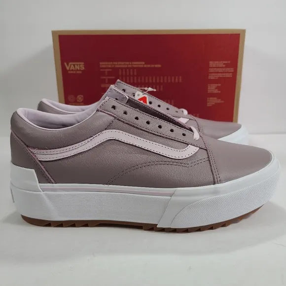 Vans Old Skool Stacked Platform Tumbled Leather Sneakers Women's Size 10.5