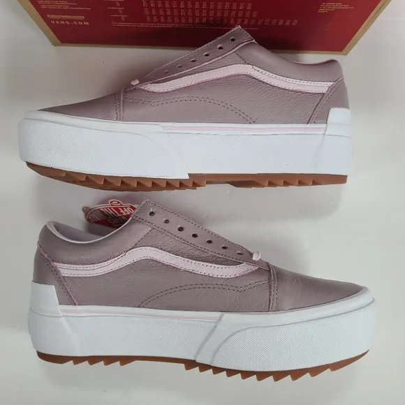 Vans Old Skool Stacked Platform Tumbled Leather Sneakers Women's Size 10.5