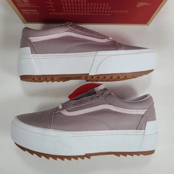 Vans Old Skool Stacked Platform Tumbled Leather Sneakers Women's Size 10.5
