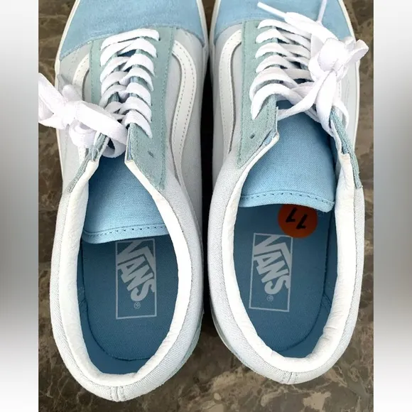 Vans Old Skool Stackform Stacked Platform Sneaker Blue White Mens 9.5 Wmns 11