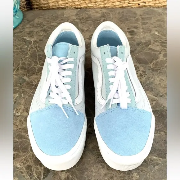 Vans Old Skool Stackform Stacked Platform Sneaker Blue White Mens 9.5 Wmns 11