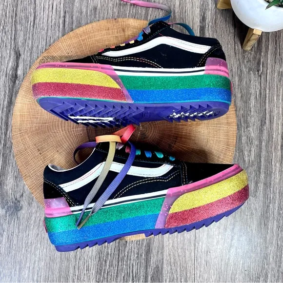 *Vans | Old Skool Unisex Stacked Rainbow Platform Size 5