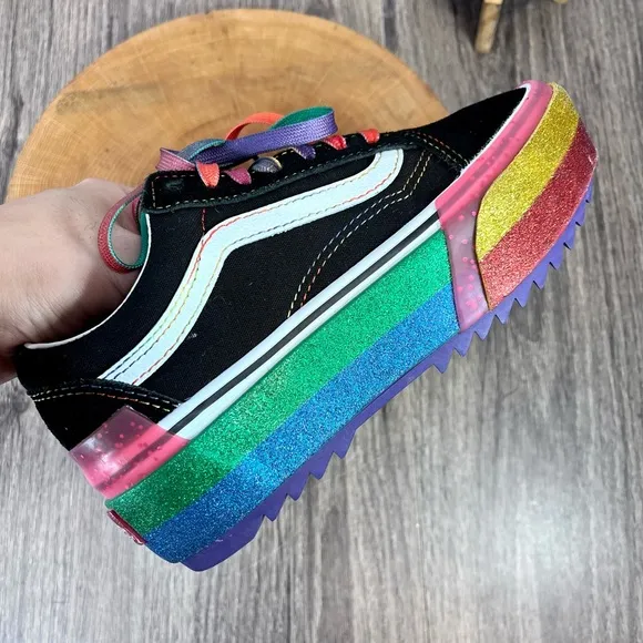 *Vans | Old Skool Unisex Stacked Rainbow Platform Size 5