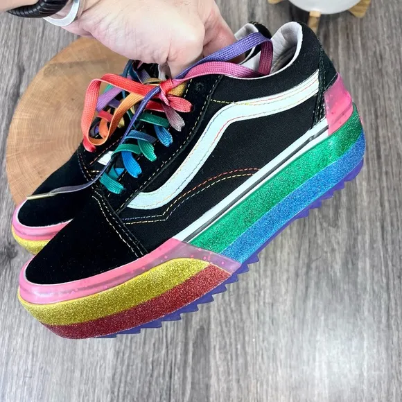 *Vans | Old Skool Unisex Stacked Rainbow Platform Size 5