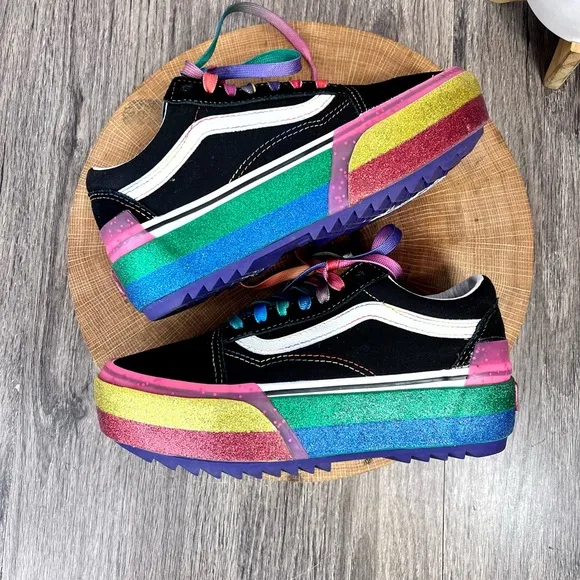 *Vans | Old Skool Unisex Stacked Rainbow Platform Size 5