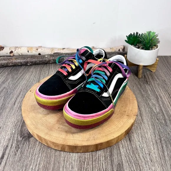 *Vans | Old Skool Unisex Stacked Rainbow Platform Size 5