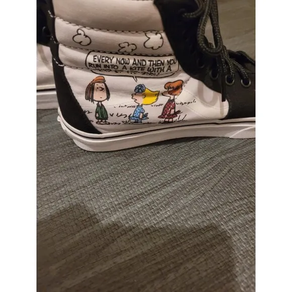 Vans Peanuts X Sk8 High Charlie Kite High Top Sneakers Women 7 Men 5.5