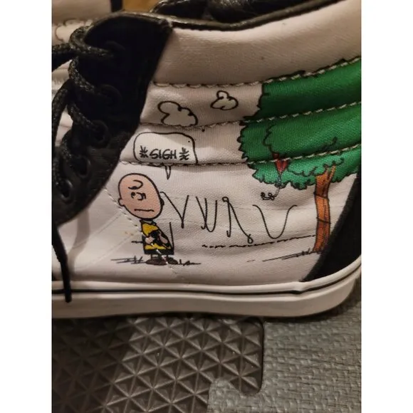 Vans Peanuts X Sk8 High Charlie Kite High Top Sneakers Women 7 Men 5.5