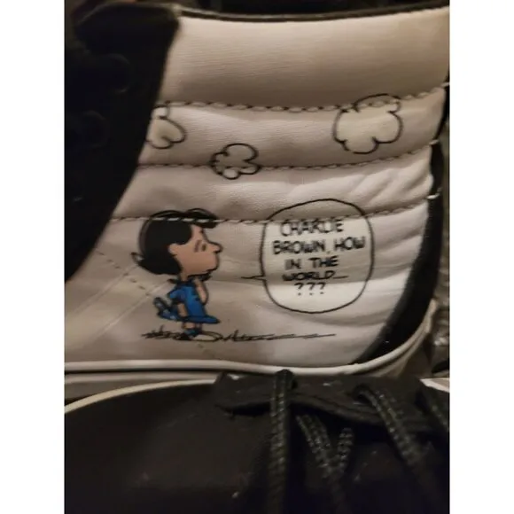 Vans Peanuts X Sk8 High Charlie Kite High Top Sneakers Women 7 Men 5.5