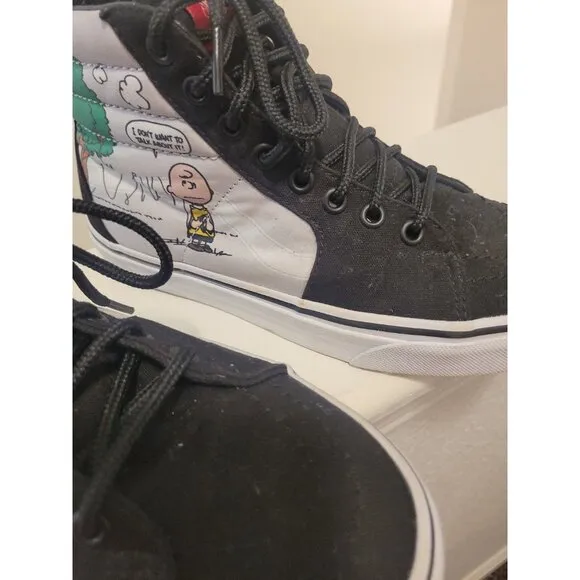 Vans Peanuts X Sk8 High Charlie Kite High Top Sneakers Women 7 Men 5.5
