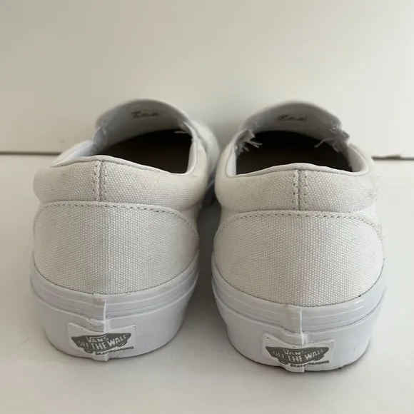 Vans Pop Cush‎ Skateboarding Low White Slip On Shoes Sneakers Mens Size 8.5 NEW