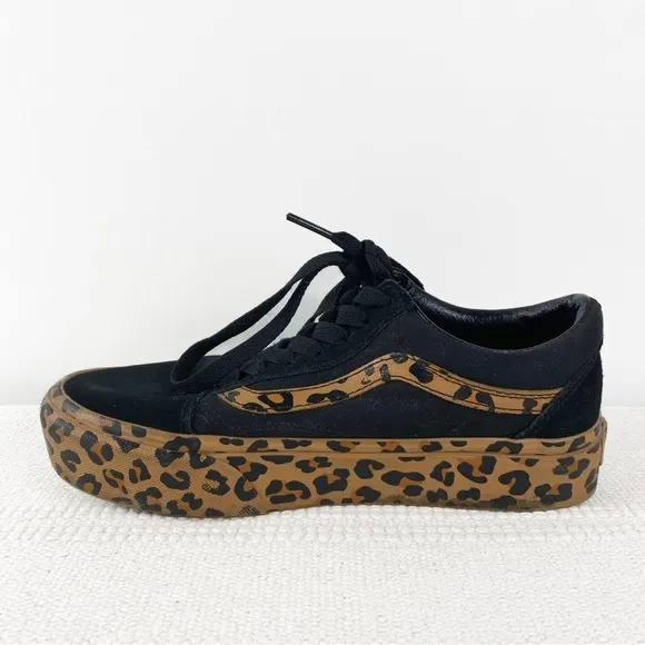 VANS Rare Old Skool platform Leopard print sneakers Mens size 5
