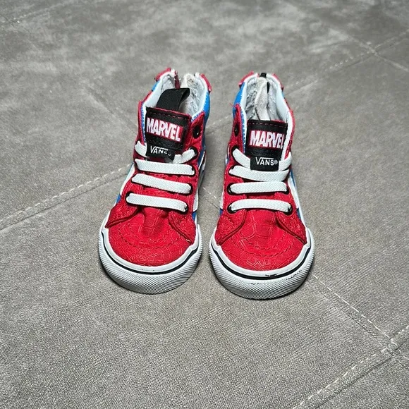 Vans Red High-Top Sneakers with Whimsical Design
