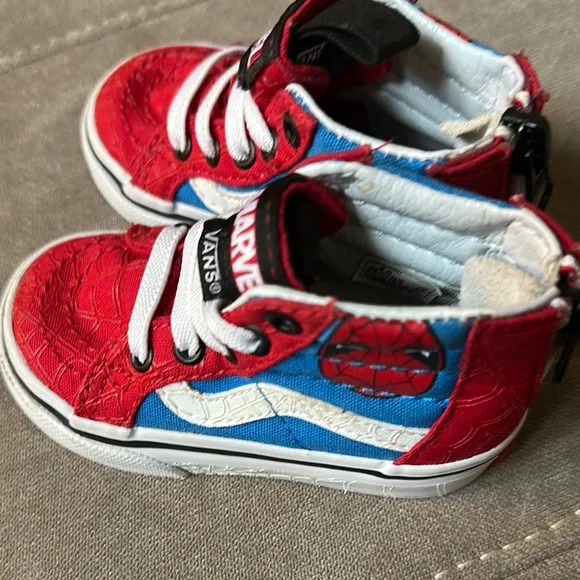 Vans Red High-Top Sneakers with Whimsical Design