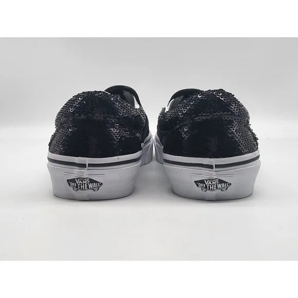 Vans Sequin Slip On Black Sneakers Shoes Size 6