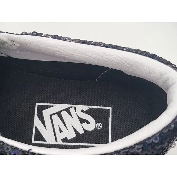 Vans Sequin Slip On Black Sneakers Shoes Size 6