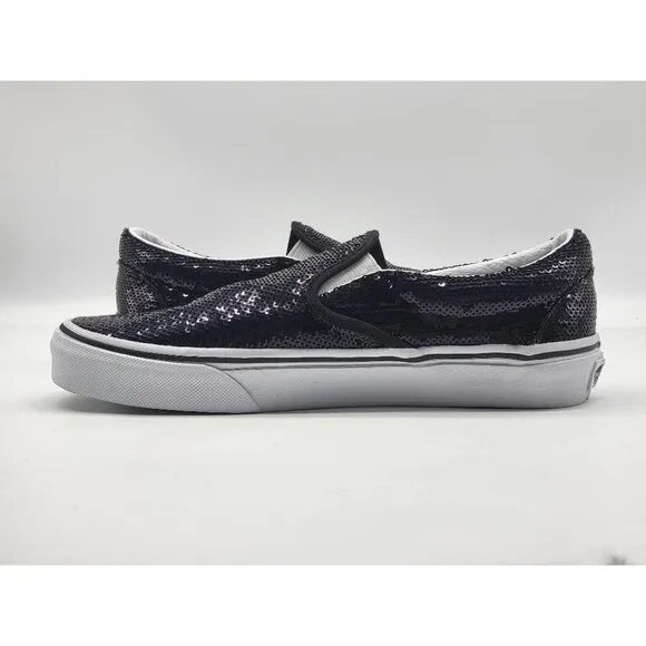 Vans Sequin Slip On Black Sneakers Shoes Size 6
