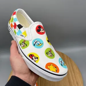 Vans Shoes Mens 11 Disney 50th Anniversary Mickey &amp; Friends Slip-O White Sneaker
