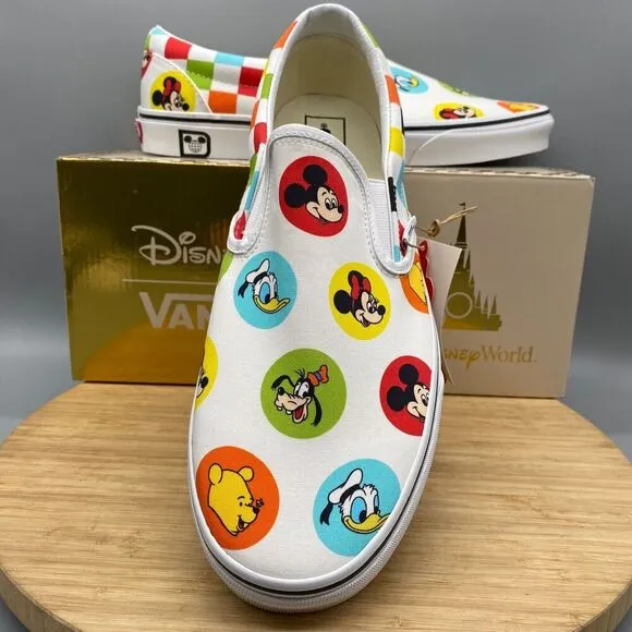 Vans Shoes Mens 11 Disney 50th Anniversary Mickey &amp; Friends Slip-O White Sneaker