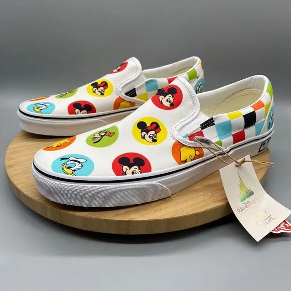 Vans Shoes Mens 11 Disney 50th Anniversary Mickey &amp; Friends Slip-O White Sneaker