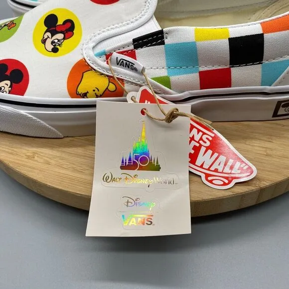 Vans Shoes Mens 11 Disney 50th Anniversary Mickey &amp; Friends Slip-O White Sneaker