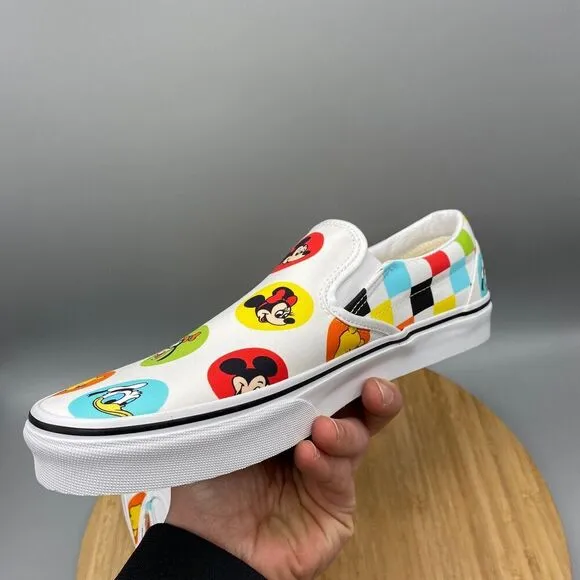 Vans Shoes Mens 11 Disney 50th Anniversary Mickey &amp; Friends Slip-O White Sneaker