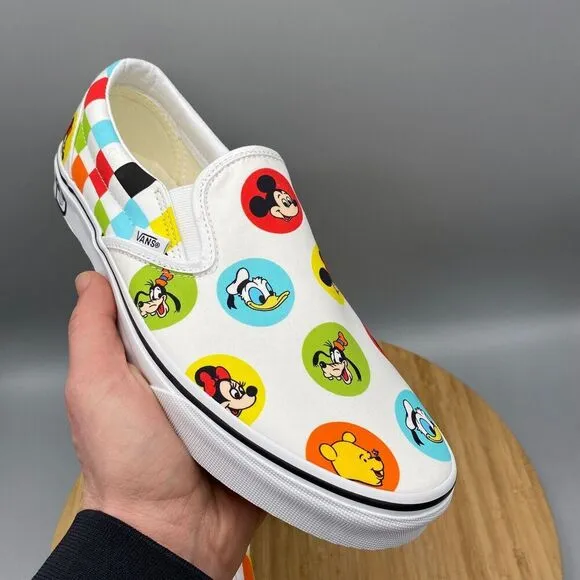 Vans Shoes Mens 11 Disney 50th Anniversary Mickey &amp; Friends Slip-O White Sneaker
