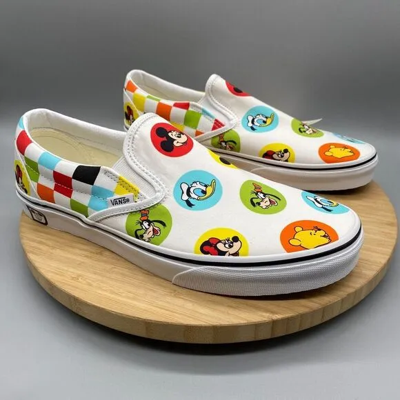 Vans Shoes Mens 11 Disney 50th Anniversary Mickey &amp; Friends Slip-O White Sneaker
