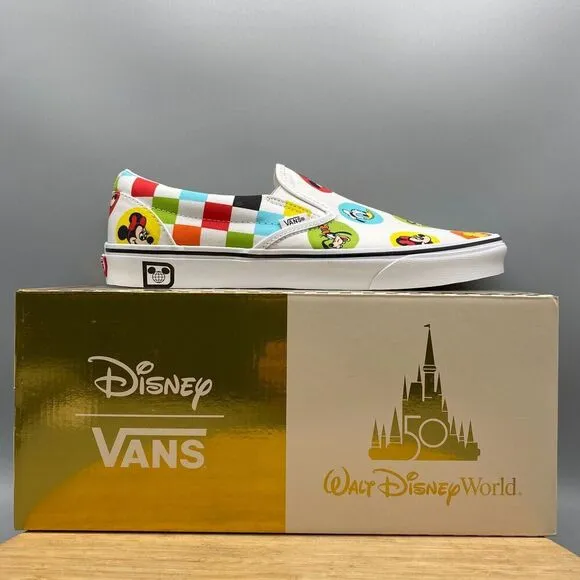 Vans Shoes Mens 11 Disney 50th Anniversary Mickey &amp; Friends Slip-O White Sneaker