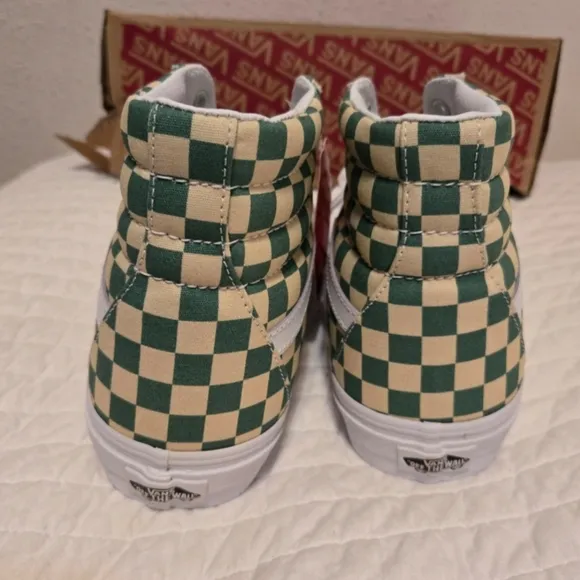 Vans Sk8 Hi Men 10 Checkerboard Light Green White 012025