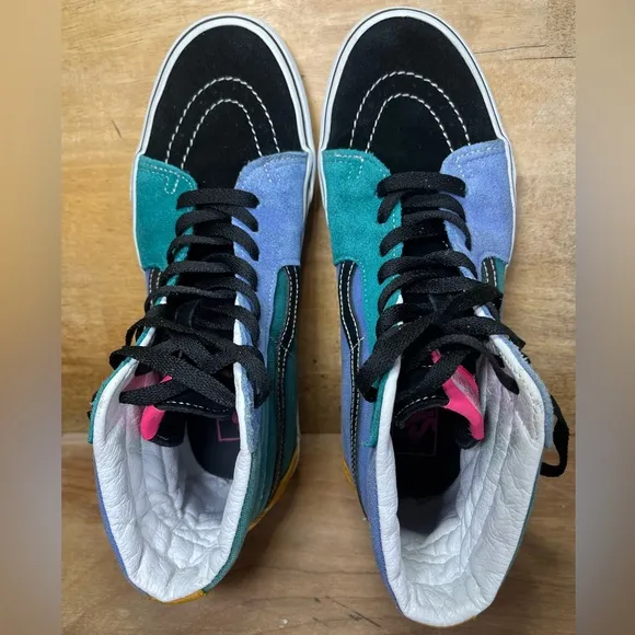 VANS Sk8 Hi Mix &amp; Match SUEDE/Canvas Womens Size 9.5 Shoes Sneakers Multicolor