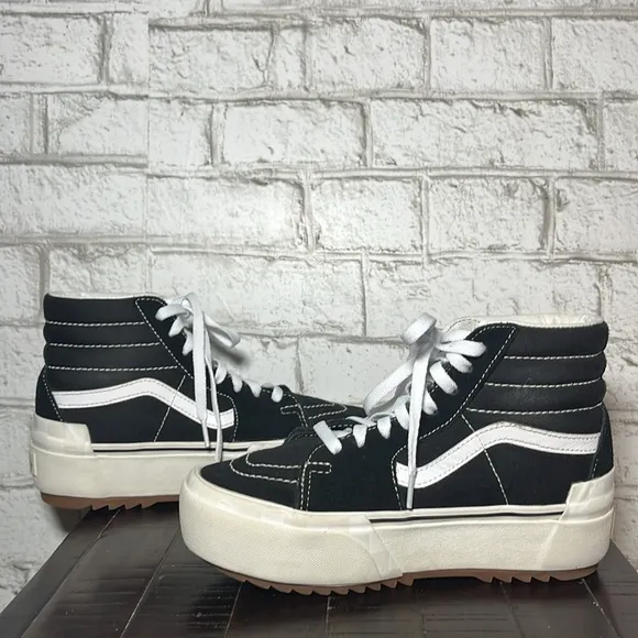 Vans Sk8-Hi Stacked black &amp; white platform sneakers