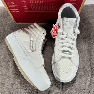 Vans Sk8-Hi Stacked Platform Pop True White Metallic Leather Sneakers Women’s 7