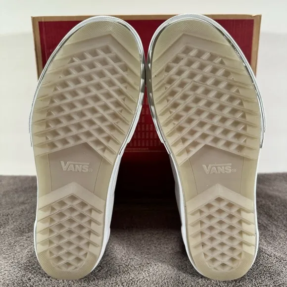Vans Sk8-Hi Stacked Platform Pop True White Metallic Leather Sneakers Women’s 7