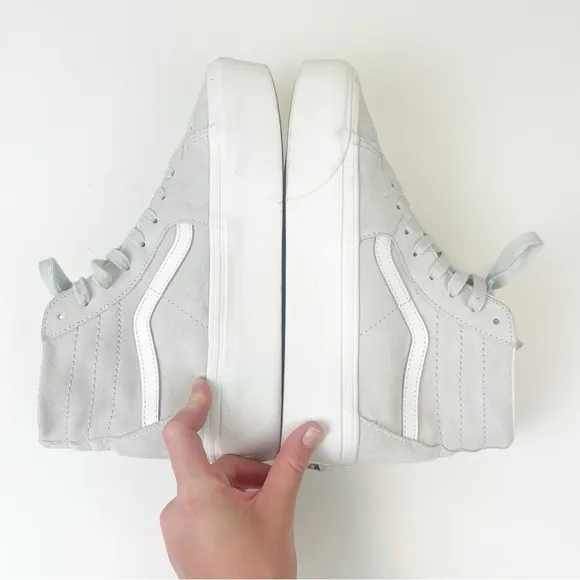 VANS Sk8-Hi Stackform Wedge Chunky Sneakers Sz 9.5 Suede Gray Platform Lace Up