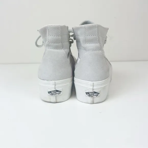 VANS Sk8-Hi Stackform Wedge Chunky Sneakers Sz 9.5 Suede Gray Platform Lace Up