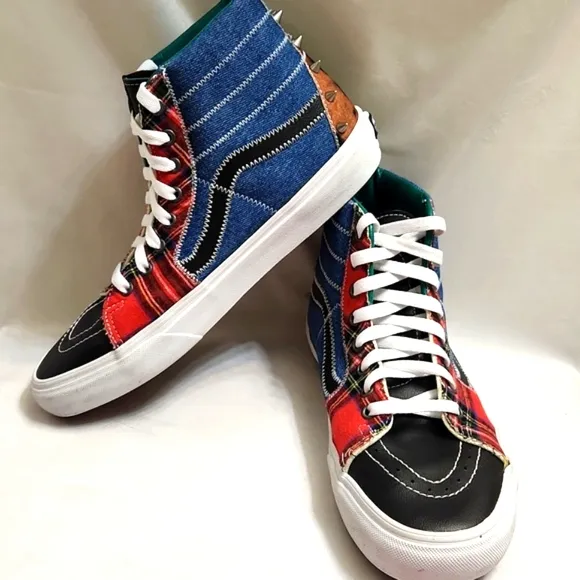 Vans SK8-Hi Tartan Daze Patchwork Spiked High-Top Sneakers (M 9, W Size 10.5)